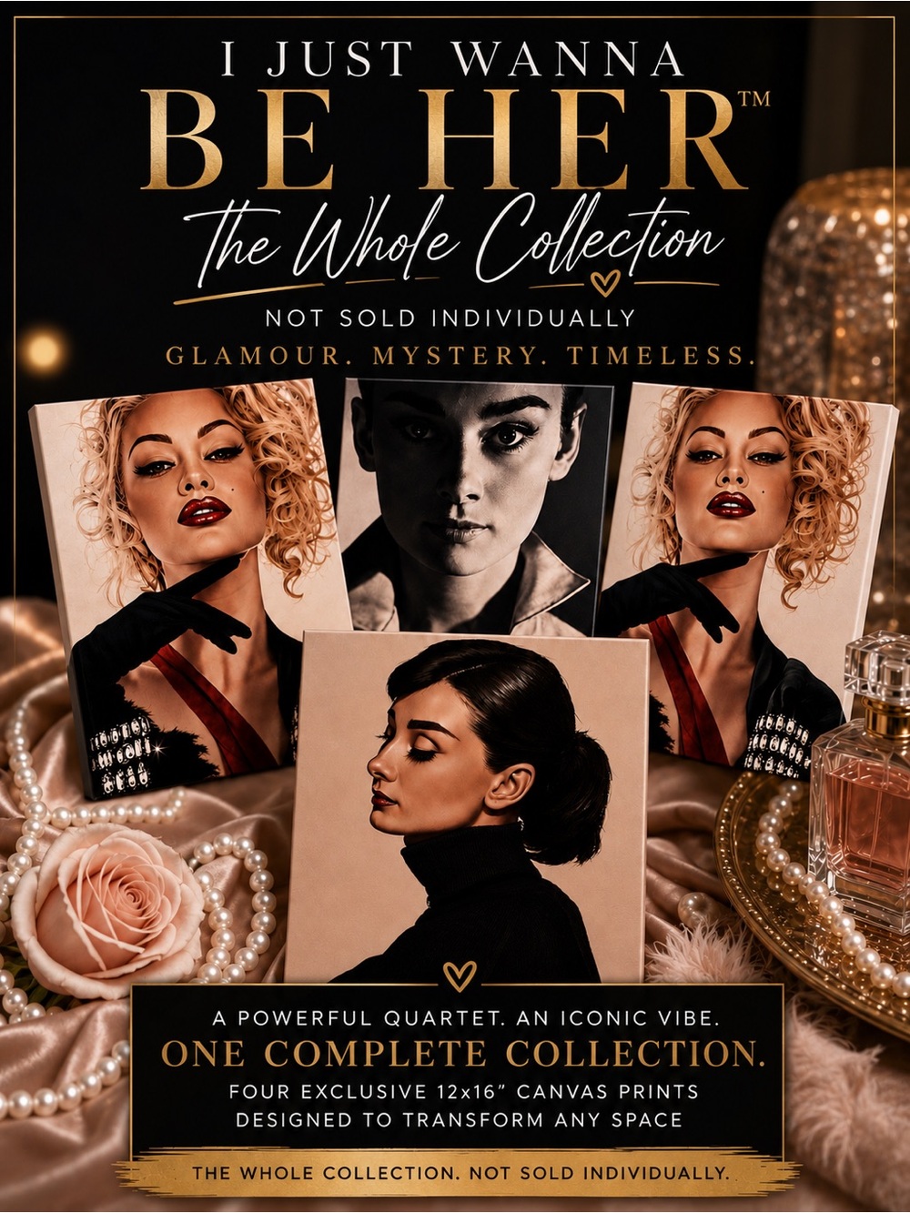 I Just Wanna Be Her™ 4 Piece Luxury Fashion Canvas Wall Art Collection